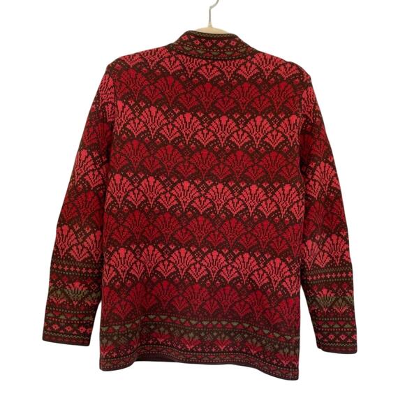 Nomadic Traders Cotton Blend Knit Fair Isle / Nordic Print Cardigan Sweater, M - Picture 8 of 11